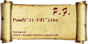Pomázi Füzike névjegykártya